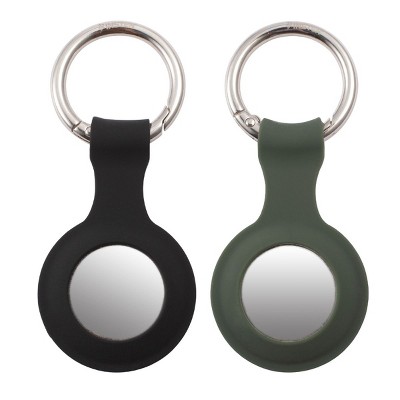 Insten 2 Pack Silicone Case & Keychain Ring Compatible with AirTag / Air Tag, Accessories Holder, Black/Green