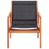 vidaXL Patio Lounge Chair Black Solid Wood Eucalyptus and Textilene - 2 of 4