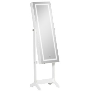 Aghana Digitals 60" White Full-Length Mirror Jewelry Armoire with LED Light, Lockable Door, 100 - 1 of 4