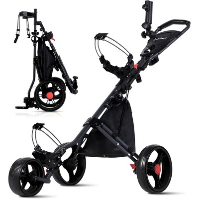 Probe Hues 3-Wheel Golf Push Cart with Brake, Easy Fold Design