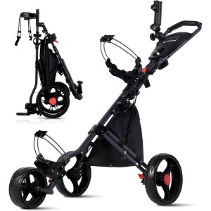 Probe Hues 3-Wheel Golf Push Cart with Brake, Easy Fold Design - 1 of 3