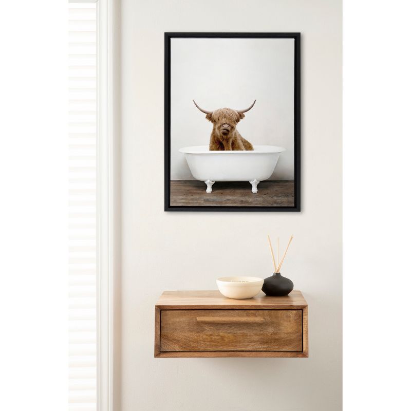 18&#34; x 24&#34; Sylvie Highland Cow in Tub Color Framed Canvas by Amy Peterson Black - Kate &#38; Laurel All Things Decor, 5 of 7