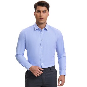 INSPIRE CHIC Men's Long Sleeved Button Down Checked Dress Shirts - 1 of 4