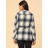 Allegra K Women's Shawl Collar Asymmetric Hem Thin Belted Plaids Wrap Coat - 4 of 4