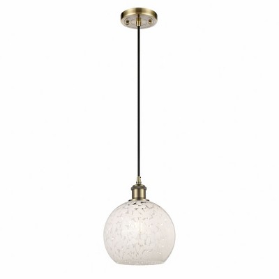 White Mouchette - 1 Light Cord Hung Mini Pendant In Modern Style-10 Inches Tall and 8 Inches Wide