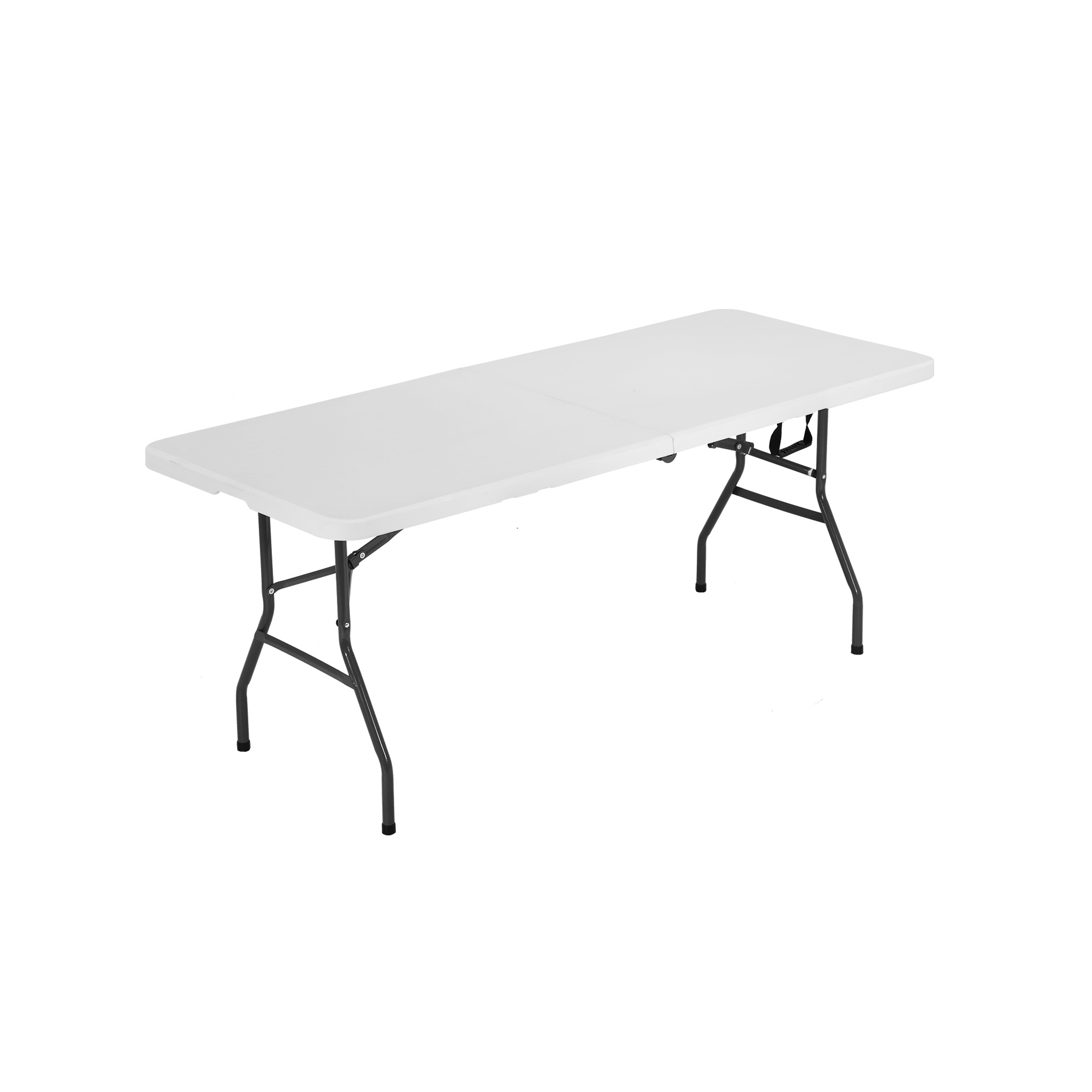FDW 6FT Camping Table Plastic Picnic Table Office Table with Carrying Handle, white