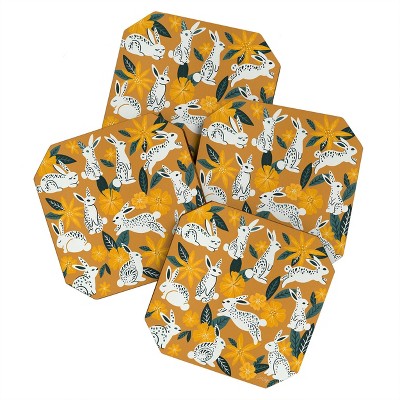4pk Cat Coquillette Bunnies and Blooms Coasters - society 6