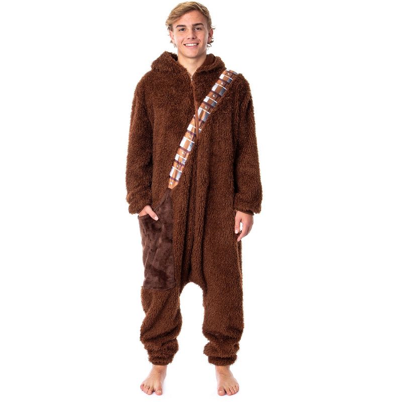 Star Wars Adult Chewbacca Chewie Kigurumi Costume Union Suit Pajama Brown, 5 of 7