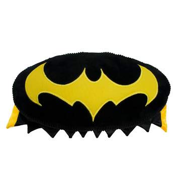Buckle-Down Dog Toy Squeaker Plush - DC Comics DC Legion of Super-Pets Batman Dog Ace the Bat Hound Bat Logo with Cape Black Yellow