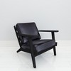 Royal Hampton Amber Accent Chair, Handcrafted Slatted Mango Wood, Buffalo Leather Cushions, Angled Legs - - 3 of 4