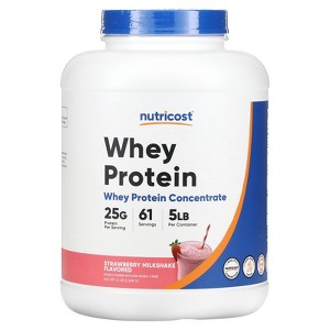 Nutricost Whey Protein Concentrate, Strawberry Milkshake, 5 lb (2,268 g) - 1 of 2