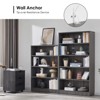 Lirago 59.8" Gray Bookshelf 5 Tier Bookcase for Bedroom Office and Living Room Modern Wide Shelf Large Capacity - 2 of 4