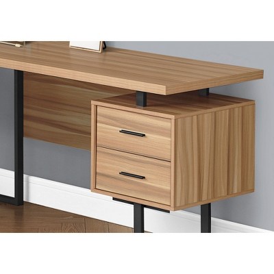 Extra-Large Reclaimed Wood Corner Computer Desk with Black Metal Legs and Drawers