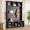 VYNXARIA Farmhouse 4-in-1 Hall Tree with 6 Hooks & Adjustable Shelves - Rustic Walnut Entryway Bench - 2 of 4