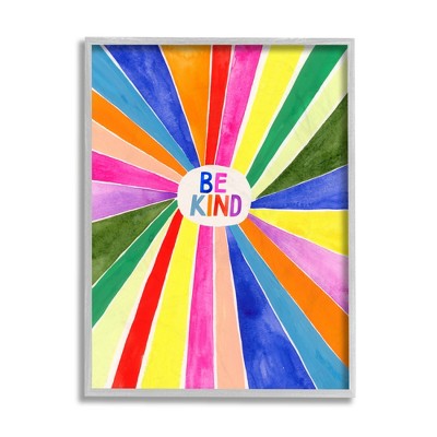 Stupell Industries Be Kind Phrase Rainbow Stripe Burst