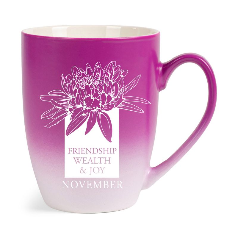 Elanze Designs Friendship Wealth And Joy Two Toned Ombre Matte Pink and White 12 ounce Ceramic Stoneware Coffee Cup Mug, 1 of 2