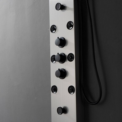 Black Nickel 8-Jet Rainfall Shower Panel System with LED Light
