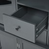 ORRD 75" Tall Kitchen Pantry Cabinet with Hutch - Freestanding Buffet with Drawers, Glass Doors & Pull-Out Trays, Gray - 4 of 4