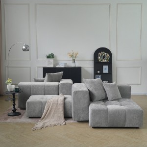 104" Modular Sectional Sofa Cloud Couch with 2 Ottoman,Linen Deep Seat Convertible Sofa for Living Room, Bedroom and Apartment - 1 of 4