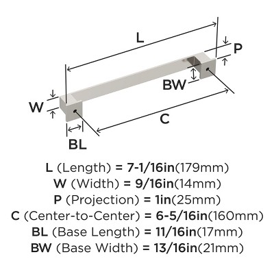 Polished Nickel 6-5/16 Inch Traditional Cabinet Bar Pull