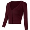 Women's Classic 3/4 Sleeve Open Front Cropped Cardigan Sweater Lightweight Knit Short Shrugs - 2 of 4