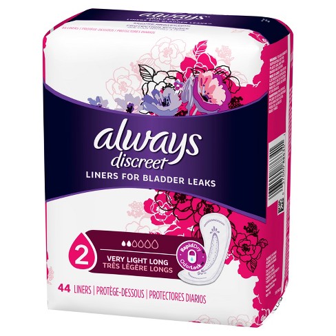 Always Discreet Incontinence Liners, Very Light Absorbency, Long Length ...