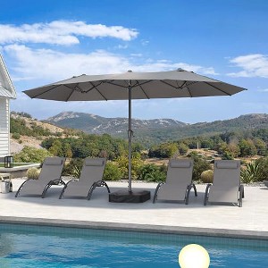PURPLE LEAF 14ft Patio Market Umbrella and Base Double-Sided Rectangle Outdoor Table Sun Umbrellas with Crank - 1 of 4
