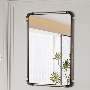 35.4x23.6 in Rustic Industrial Rectangular Wall Decor Mirror HD Float Glass Vanity Mirror - 1 of 4