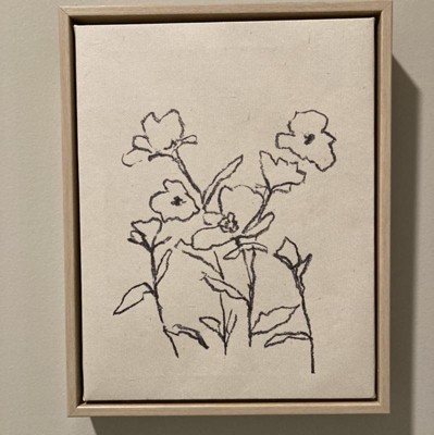 8 X 10 Sketch Flowers Framed Wall Canvas Tan - Threshold™ : Target