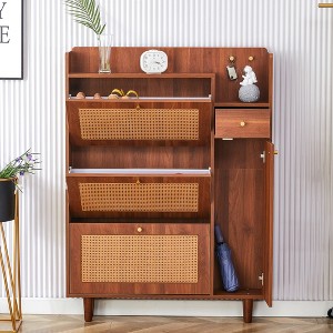 Vynxaria Modern Minimalist Storage Cabinet: Japanese Rattan Shoe Cabinet, Bedtop Storage, Perfect for Corridors and Living Rooms. - 1 of 4