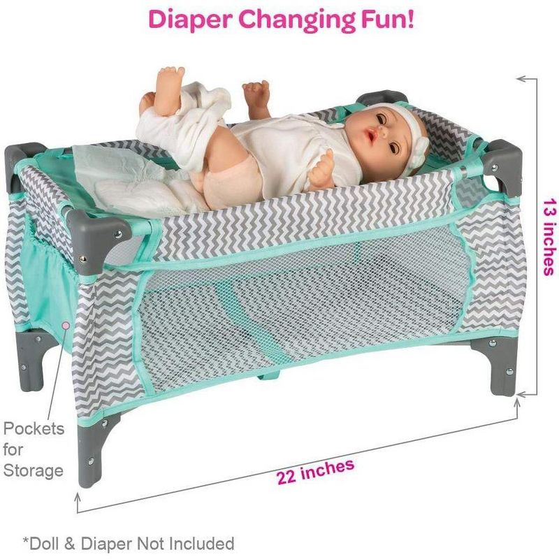 Adora Baby Doll Deluxe Pack-N-Play & Changing Table Set - Zig Zag, 4 of 11