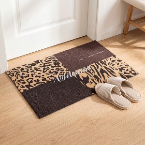 REGALWOVEN Animal Print Patchwork Welcome Non‑Slip Dirt Trapper