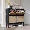 Jojoka Farmhouse Fluted Shoe Storage Cabinet with 4 Flip Drawers and Adjustable Shelves for Entryway - 3 of 4