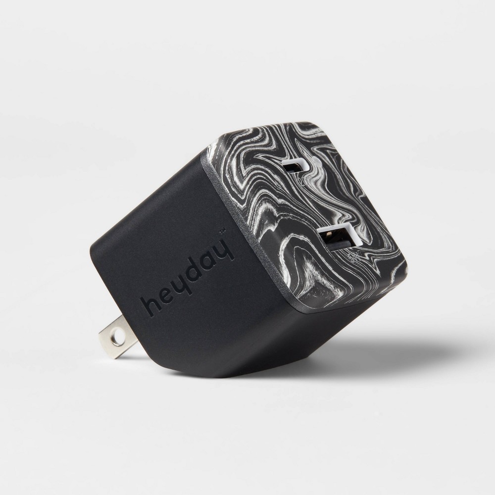 Dual Port USB-C and USB-A 25W Wall Charger - heyday&#8482; Black Agate