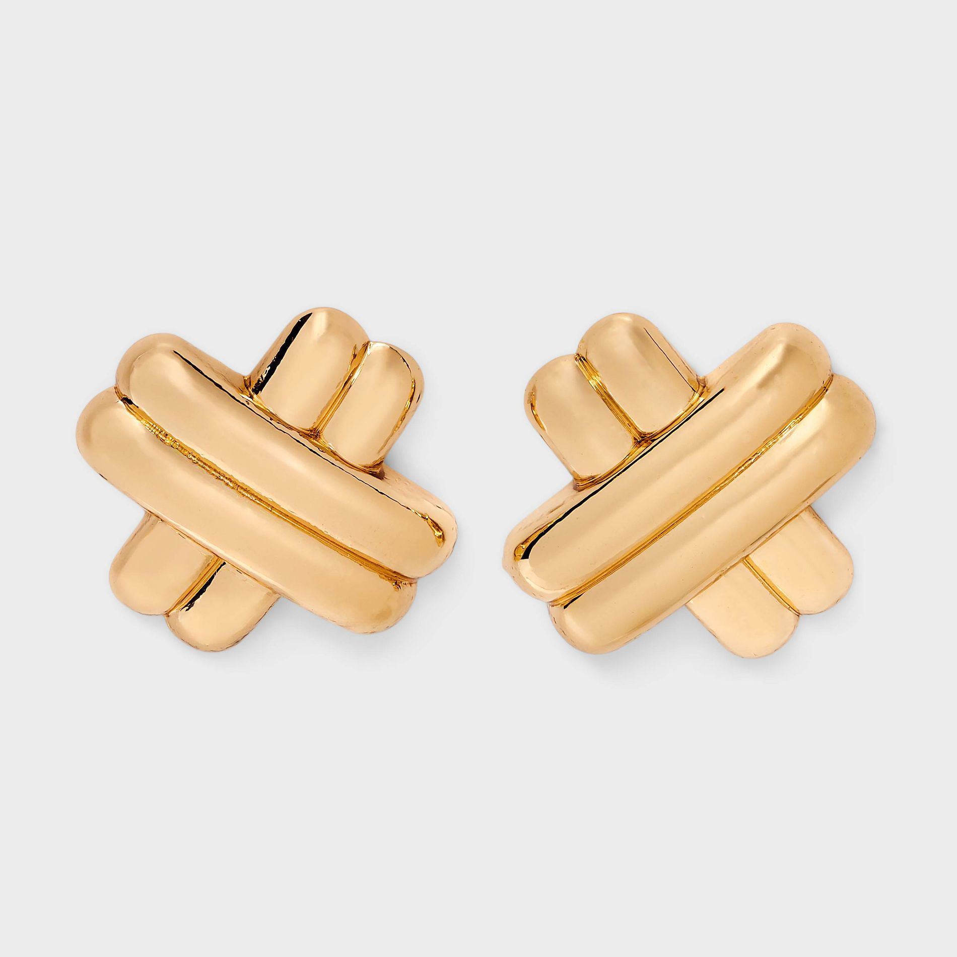 X Shape Button Post Earrings - A New Day™ Gold
