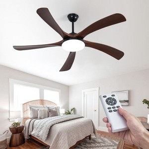 HUMHOLD 60 Inch Ceiling Fan with Light and Remote, 5 Reversible Blade, Large Ceiling Fan-Downrod Mount, Remote,6-Speed Noiseless DC Motor - 1 of 4