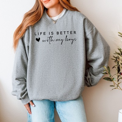 Simply Sage Market Life Is Better With My Boys Heart Sweatshirt