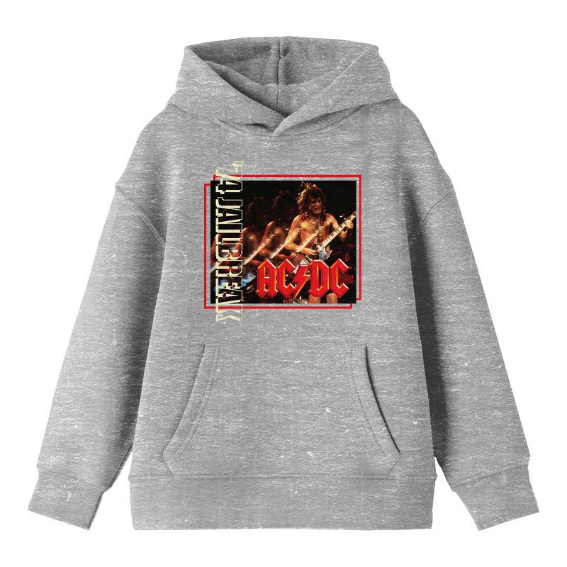 AC/DC '74 Jailbreak Album Cover Youth Heather Gray Graphic Hoodie, 1 of 4