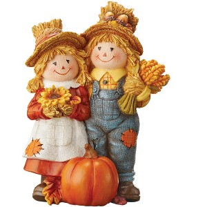 Collections Etc Hand-Painted Fall Scarecrow Couple Decoration 6 X 4 X 8.5 Orange - 1 of 2