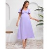 Maternity Dress Ruffle Short Sleeve V Neck Twist Front Summer A Line Midi Dress Baby Shower Photoshoot - 2 of 4