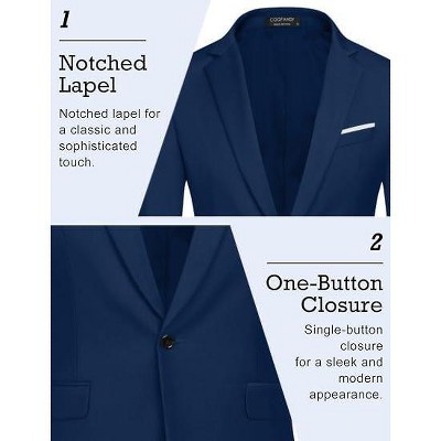 COOFANDY Men's Slim Fit Casual Blazers Lightweight Sport Coats One Button Suit Jackets Blue L — фото 3