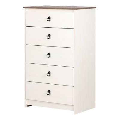 Plenny 5 Drawer Chest White Wash/Weathered Oak - South Shore