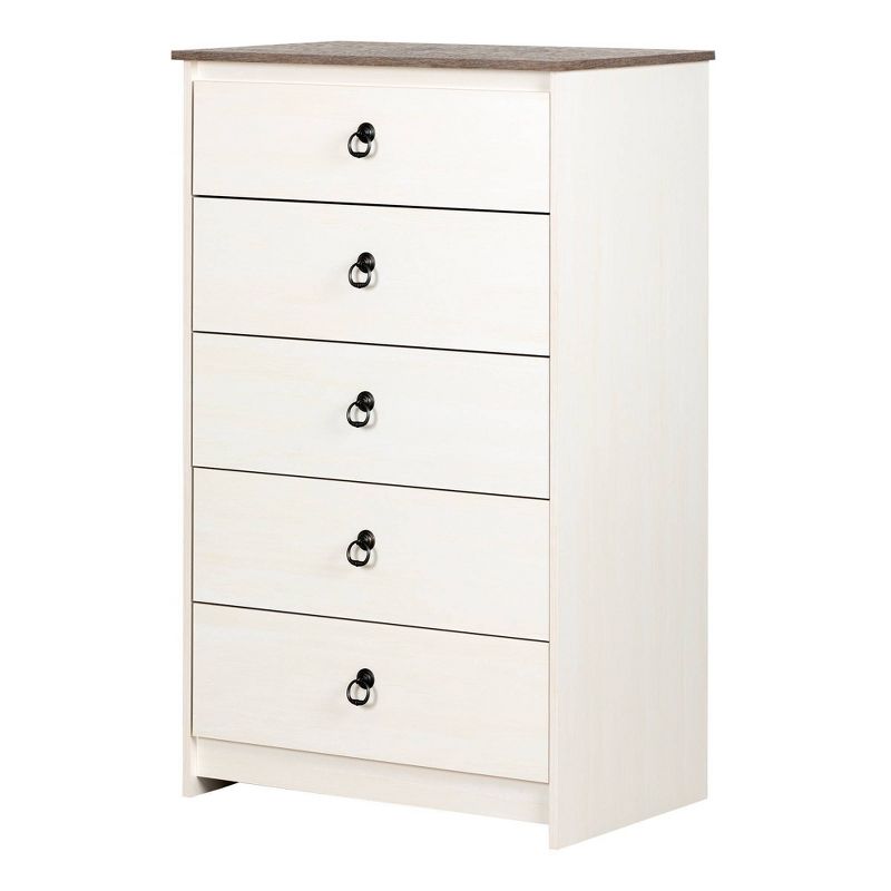 Plenny 5 Drawer Chest White Wash/Weathered Oak - South Shore, 1 of 11