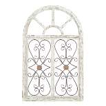 Wood Scroll Arched Window Inspired Wall Decor with Metal Scrollwork Relief White - Olivia & May