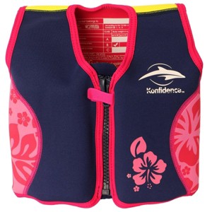 Konfidence Learn to Swim Buoyancy Jacket in Pink Hisbiscus - 1 of 4