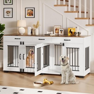 coucheta 71 Inch Large Dog Crate Furniture for 2 Dogs, TV Stand End Table with Divider - 1 of 4