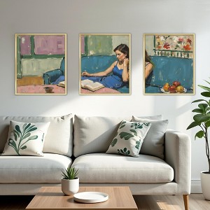 Streamlined Modern Triple Black Aluminum Alloy Framed Art, 30x40cm, Home Decor Hanging Painting - 1 of 4