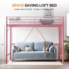 VINGLI Queen Loft Bed with Flat Rungs for Adults, Kids and Young Teens, No Box Spring Required,Heavy Duty Metal Slat Support, Pink - 4 of 4