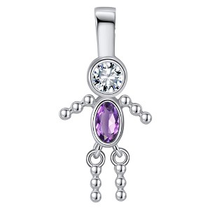 Baby Boy Birthstone Charm for Mom |Girl Birthday Kids for Family Tree Grandma Grandkids Necklace by Ginger Lyne CZ  Sterling Silver - 1 of 4