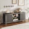 Modern TV Stands for Living Room, Fluted Cabinet with Storage, Mid-Century Modern TV Table Stand for 50/55/60/65 TV,Heavy Duty Oak TV Console - 2 of 4